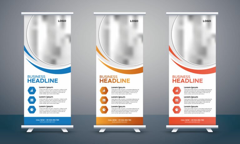 corporate roll up banner, retractable banner design
